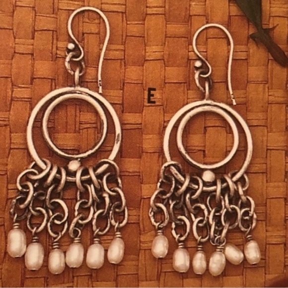 Silpada Vintage HTF RARE Oxidized Freshwater Pearl Chain Dangle Earrings - Picture 13 of 13